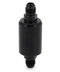 Heavy Duty An6 Billet Inline Fuel Filter With Removable Replaceable Canister Black Anodized Aluminum Housing side view