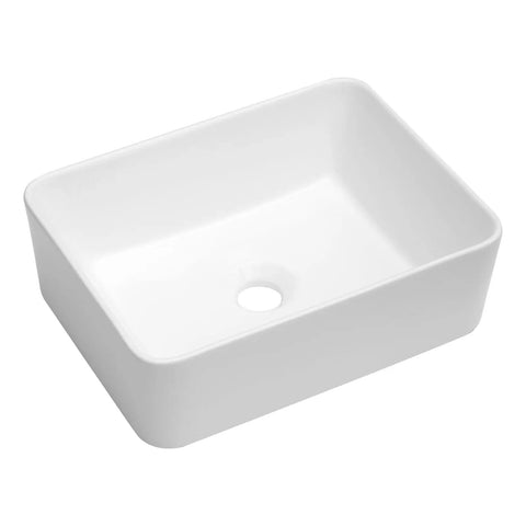 Round Vessel Sink 16x16 Inch White Porcelain Ceramic Above Counter Vanity Basin, Slick Dope Modern European Style for Bathrooms