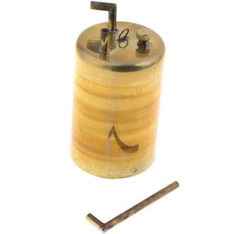 Premium Heavy Duty All Alloy Brass Oil Cane Paired With Tough Leather Bellow Pump For Precision Welding And Metal Fab Garage Shop Everyday Maintenance Staple, showing brass oil cane with metal tip.