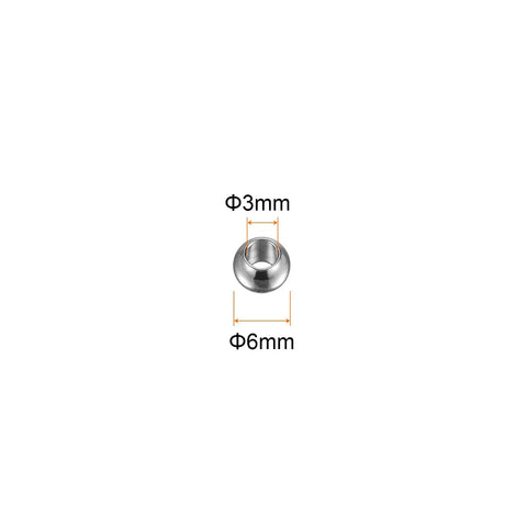 Smooth And Sturdy 40 Piece Pack 6 Millimeter Round Stainless Steel Spacer Beads Featuring 3 Millimeter Center Holes slick silver finish
