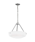 Kerrville One Pendant Light Chrome Modern Hanging Fixture With Satin Etched Glass Shade Three Light Indoor Pendant LED Ready