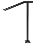 Rock Solid Floor Mounted Stair Handrail For 2 To 3 Steps And 36 Inch Wide Iron Step Railing with smooth curve grip, matte black finish.