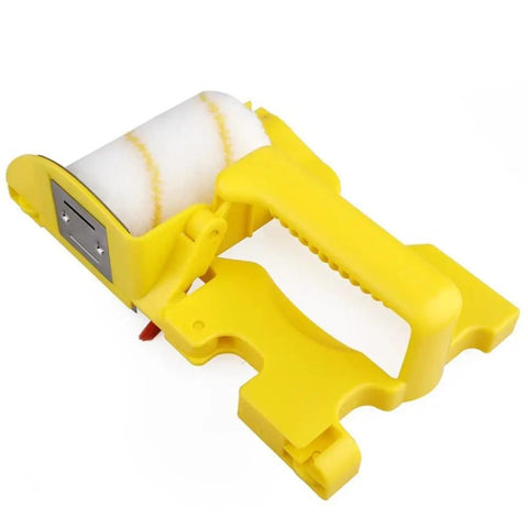 Heavy Duty Paint Edger Roller For Interior Walls Ceilings And Doors Cuts Crisp Lines with yellow handle and sponge roller.