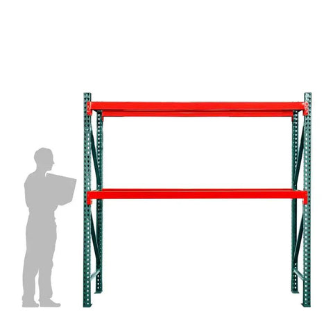 Heavy Duty 2 Tier Pallet Rack Starter Unit 42 By 144 By 96 Inches Rustproof Steel Rack Rig Built Tough To Handle Serious Loads Without Skipping A Beat For Warehouse Or Auto Supplier Storage Comes With No Decking