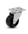 Set of four 1-inch swivel caster wheels with metal top plate and bearing, black wheels