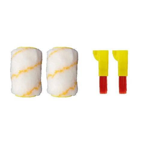 Two sponge roller covers and two detail brushes for Heavy Duty Paint Edger Roller For Interior Walls Ceilings And Doors Cuts Crisp Lines Hassle Free