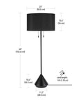 60 Inch Two Light Floor Lamp With Black Base And Black Fabric Shade Includes LED Bulbs Modern Minimalist Scandinavian Style