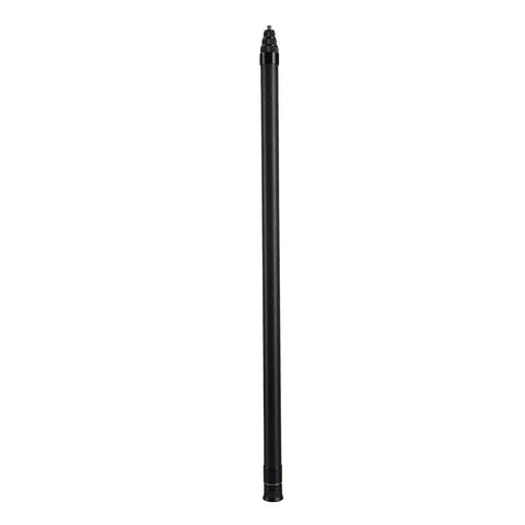 Badass Carbon Fiber Selfie Stick Extends One Hundred Eighteen Inches Ultra Light Extension Pole, sleek black design, ideal for travel.