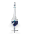 Antique Storm Glass Barometer With Drip Cup Wall Mount Hand Blown Glass Weather Gauge For Home Decor 13 Inch Liquid Barometer Empty Upon Arrival Includes 1 Year Warranty, front view with blue liquid.