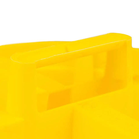 Close-up of center handle on Stacker Small Parts Organizer For 5 Gallon Buckets With Four Compartments Nests Four Deep In Most 5 Gallon