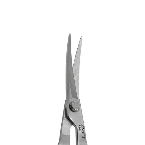 Close-up of stainless steel blades from Curved Masamasa Scissors 10 Pack Workhorse Garden Tools For Precision Cutting, Pruning And Crafting.