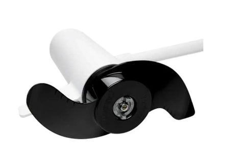 Top Tier 24 Volt Electric Trolling Motor propeller and shaft close-up for bow mount action and precise control.