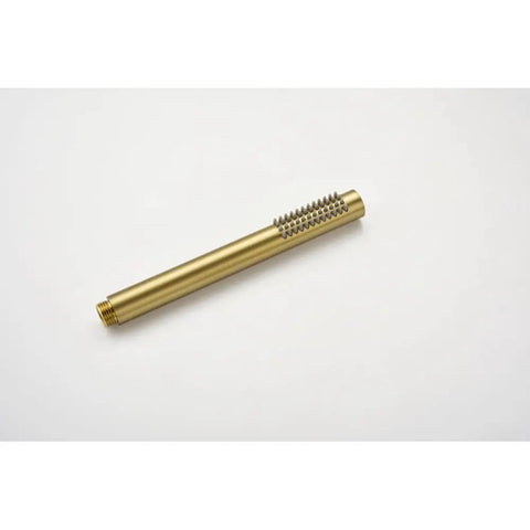 Shower System, 10" Rain Head, Handheld, Brushed Gold, Wall-Mounted replacement arm with detailed grip pattern.