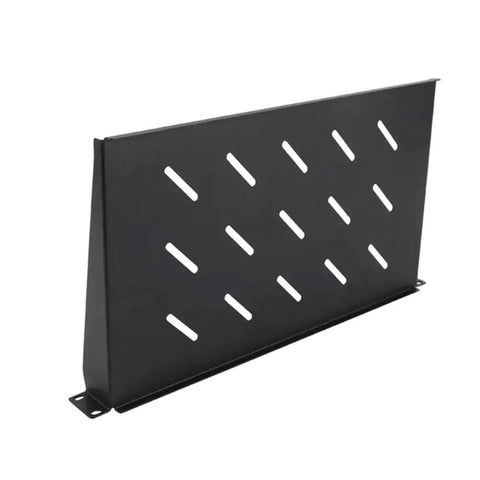 Heavy Duty Vented Cantilever Tray For 1U Rack Mount Server Shelf, black metal design, ideal for securing network gear.