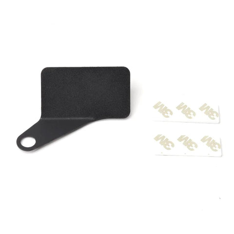 Motorcycle meter stand bracket, black left holder with mirror M10 bolt hole; includes 3M adhesive pads.