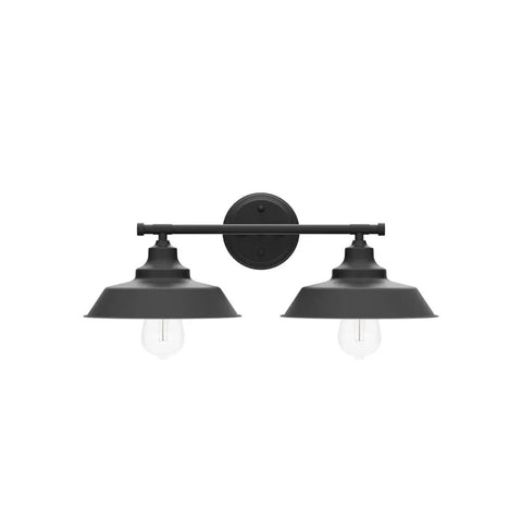 Two Light Matte Black Bathroom Vanity Light Bar For Mirror Dope Farmhouse Rustic Industrial Style Easy Install Wall Sconce E26 Bulbs Compatible 21 Inch Wide Modern Durable Metal Fixture front view