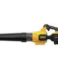 60V Max FlexVolt Cordless Handheld Leaf Blower with black nozzle and yellow body, side view, tool only, 125 MPH air speed
