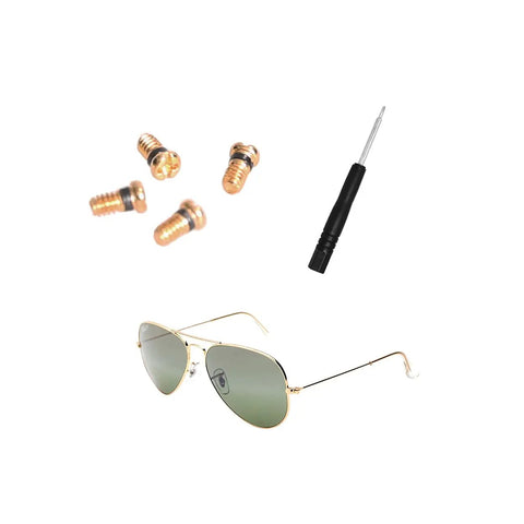 Premium Replacement Eyeglass Screws And Tiny Screwdriver For Aviator RB3025 Sunglasses Repair Kit with bronze screws and screwdriver