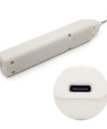 Handheld 35 Khz Ultrasonic Cutting Knife For 3D Resin And PLA Models And Parts With 5 Spare Blades, close-up of handle and charging port.