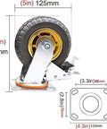 Heavy Duty Rubber Swivel Casters Set Of 4 With Wheel Brakes built legit for furniture and carts, showing dimensions and rubber tire.