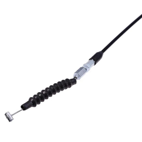Close-up of Universal 121 Inch Go Kart Throttle Cable For 150cc And 250cc Engines, black heavy-duty design detail