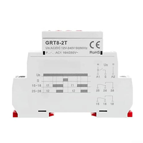 Time Delay Relay 220V AC DC Dual Adjustable Timer Module Plug And Play Ready With Two Independent Timers, white PC enclosure