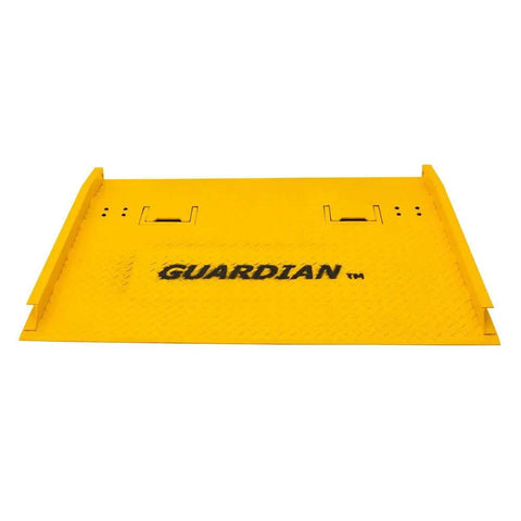 Built Tough Steel Dock Board 60 X 72 Inch 16000 Lb Rated Capacity Forklift Transfer Plate with yellow finish for truck loading.