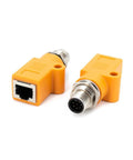 Waterproof M12 To RJ45 Bulkhead Adapter A Code 8 Pin Male To RJ45 Jack Straight Orange for industrial automation