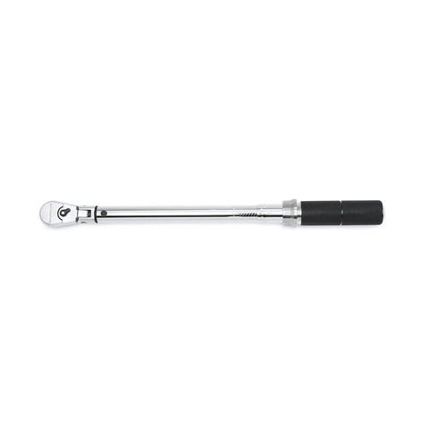 Three Eighths Inch Drive Flex Head Micrometer Torque Wrench With Five To Seventy Five Foot Pounds Range And Thirty Degree Flex