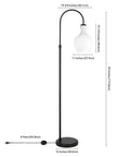 Dope Arc Floor Lamp With Glass Shade In Blackened Bronze And White Milk Glass Modern Standing Lamp Seventy Inch Tall