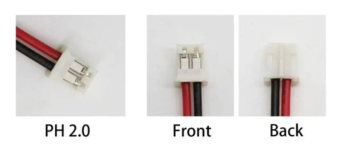 Rechargeable 3.7V 300mAh Lithium Polymer Battery With JST PH2.0mm Connector for small devices, close-up of PH2.0mm connector