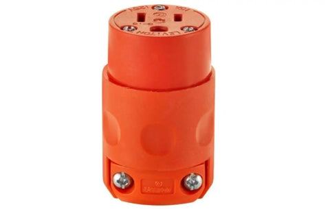 Heavy Duty 15 Amp 125 Volt PVC Grounding Cord Outlet 515CV OR Orange With Hinged Design for quick tool and appliance swaps
