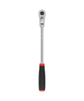 Three Eighths Inch Drive Flex Head Long Ratchet With Quick Release Comfort Grip, 12 Inch Reach, 90 Tooth Gear, 180 Degree Flex, Ultra Compact Head