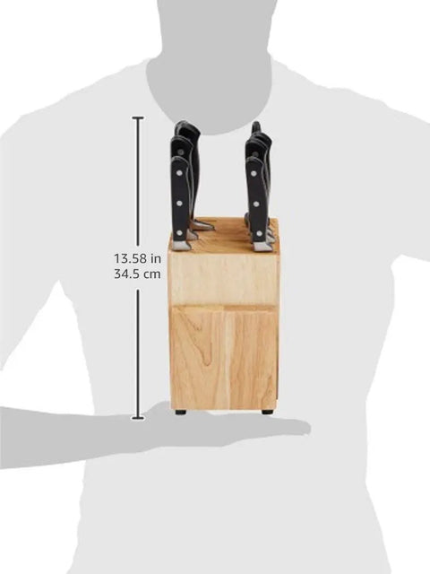 Top Shelf 9 Piece High Carbon Stainless Steel Kitchen Knife Set With Ergonomic Full Tang Handles Pine Wood Storage Block And Built In Sharpener For Daily Cooking