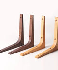 Heavy Duty L Corner Braces With Authentic Wood Grain Finish in dark and light wood tones for shelf support.