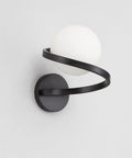 MAHGNTKCX Black Wall Sconce with Opal Glass Globe and Spiral Metal Frame featuring a sweeping design and soft light.