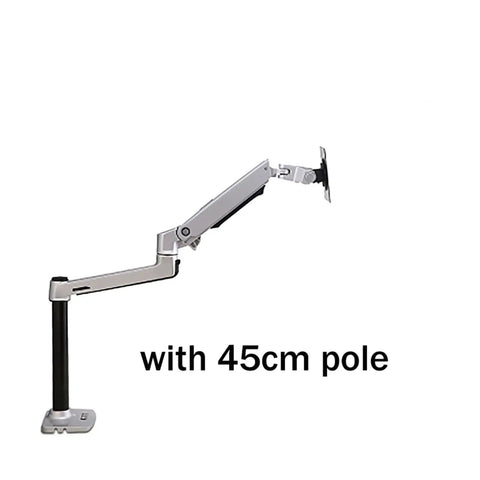 Full Motion Monitor Desk Mount Accommodates 17 To 32 Inch Displays featuring rugged aluminum spring arm with 45cm pole.