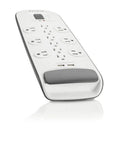 12 Outlet USB Power Strip Surge Protector With Flat Plug 6ft Cord 3996 Joules Of Protection White Pack Of 3
