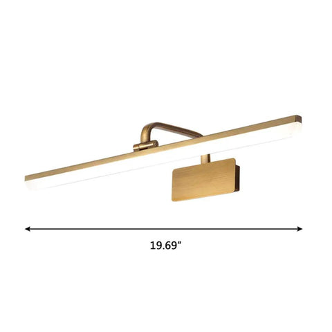 Dope Antique Brass Arc Arm Wall Sconce With Long Acrylic Linear Picture Light In Gold Gallery Artwork Adjustable Warm Light 50 CM Length 180 Degree Rotatable Hinge Modern Vanity Lighting For Hallway Or Living Room
