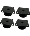 Four Pack Beefy Stainless Steel Furniture Legs With Mounting Plates And Screws For Sofas Cabinets Shelves Bookcases Dressers Tables Floor Protectors Black 5x3cm Easy To Install, showing four black mounting plates.