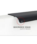Close-up of matte black modern edge finger pull handle with rounded edge design for 10 Pack Matte Black Modern Edge Finger Pull Handles For Cabinets And Drawers With Hidden Mount Aluminum Alloy 150 Millimeter Length 128 Millimeter Hole Spacing Fingerprint Resistant Easy Pre Drill Installation.