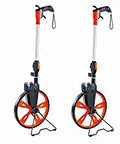 Four Top Shelf Center Line Measuring Wheels With Pistol Grip and No Fuss Reset Distance Tracker for Job Site Measurements.
