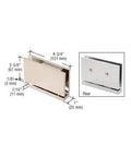 Senior Cardiff Satin Nickel Glass Door Hinge For One Half Inch Thick Glass Heavy Duty 145 Lb Capacity 36 Inch Max Width Square Corner Design