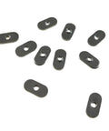 Heavy-Duty 10-24 Dual Tab Spot Weld Nuts, Hella Strong T-Nut Fasteners For Aluminum Extrusion And Sheet Metal Fabrication, 10 Pack laid out on white background.