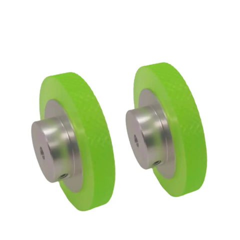 Two Pack Industrial Encoder Roller Wheels Rubber Wheel Wear-Resistant Non-Slip Polyurethane Synchronizer Wheel For Rotary Encoder Perimeter 200mm Hole Diameter 10mm, green rubber wheels
