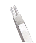 Close-up of 2-prong steel punch from Diamond Leather Chisel Tool Set For DIY Leatherworking Pro Grade Hole Punch Kit