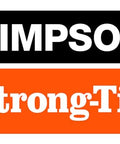 Simpson Strong-Tie logo featuring brand name in bold lettering on a black and orange background