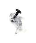 Clear Glass Cabinet Panel Retainer Clip with screw, translucent plastic, showing 5/16 inch offset for glass cabinets and window screens