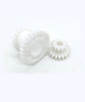 Two Speed Hi Low Plastic Double Gear Set For CJ0618 Mini Lathe Series Replacement Part Built For Small Metal Projects And Handles Tough Cuts With Durable M2.25 Module 45mm Height 30mm Bore 29 Teeth, white plastic gears on white background