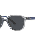 Junior Kids Square Sunglasses With Transparent Blue Frame And Green Mirrored Lenses, XX-Small Narrow Face Fit, 106mm Hinge-To-Hinge